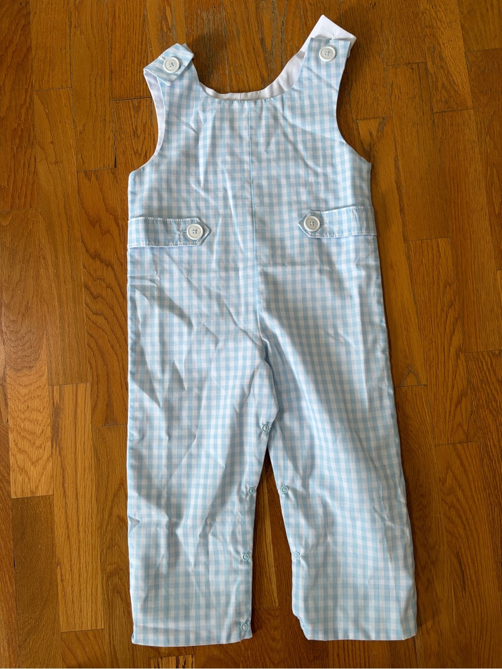 Light Blue Gingham Kids longalls TBBC 4t